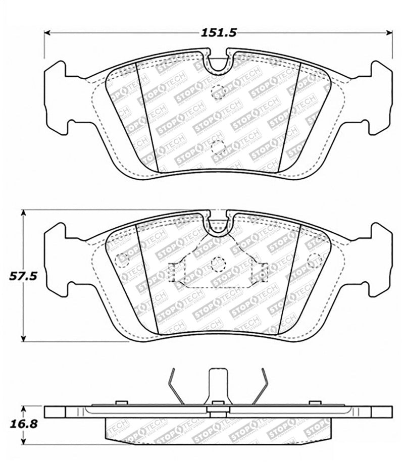 Stoptech PosiQuiet 13-16 BMW M5 / 12-18 BMW M6 Premium Semi-Metallic Front Brake Pads
