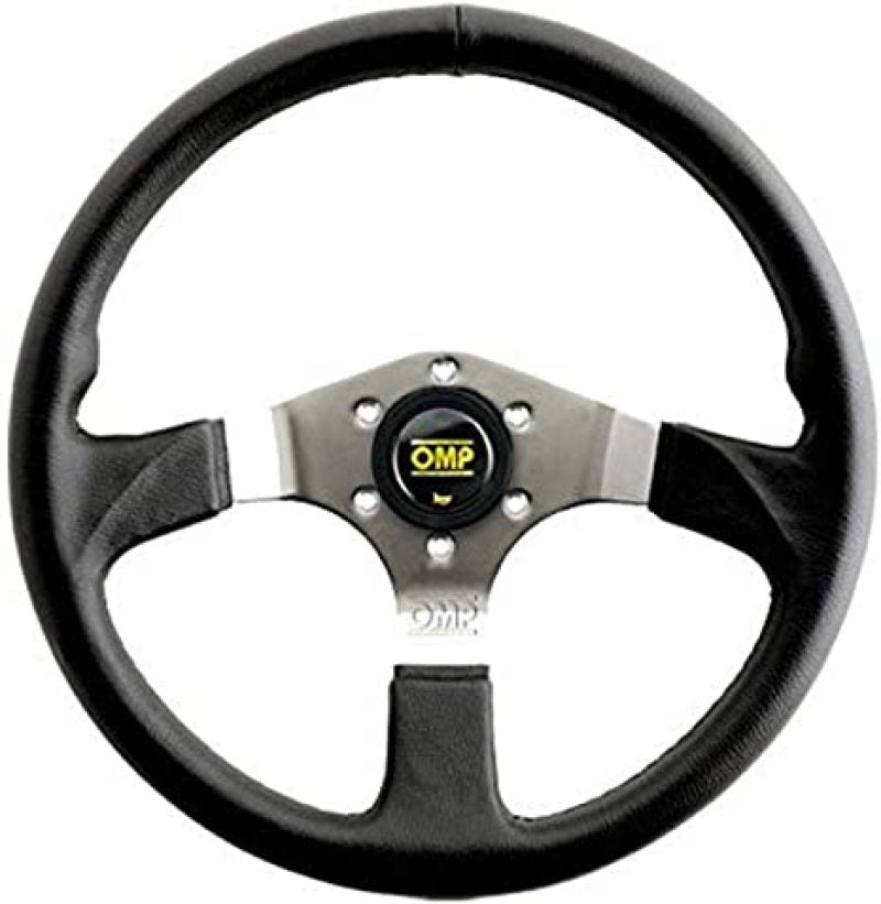 OMP Racing OMP Asso Flat Steering Wheel w/ 3 Steel Spokes (350mm) - Large Leather (Black)