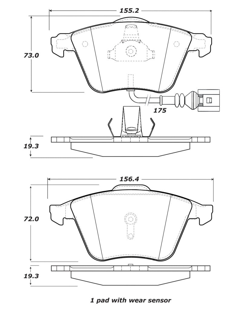 Stoptech Centric Posi-Quiet Ceramic Brake Pads w/Shims & Hardware - Front