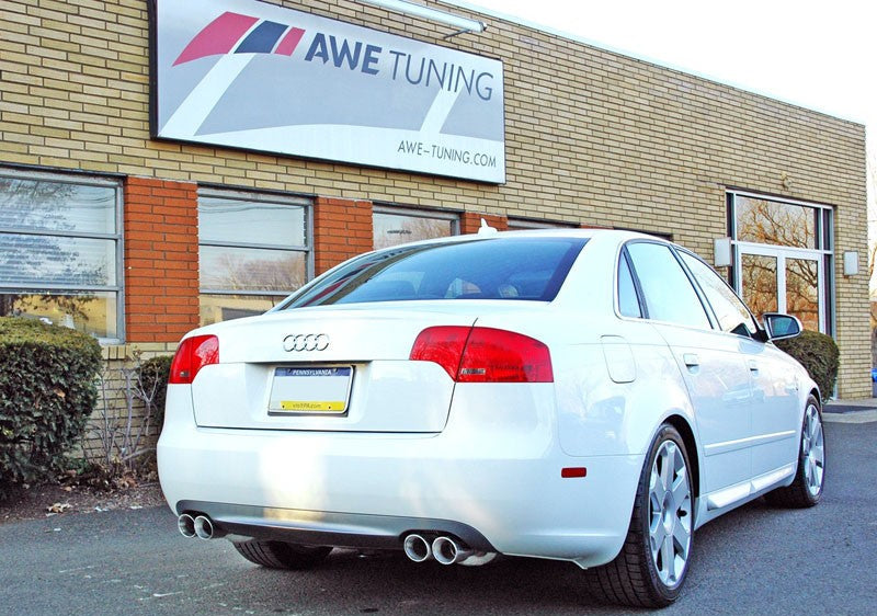 AWE Tuning Audi B7 A4 3.2L Touring Edition Quad Tip Exhaust - Diamond Black Tips