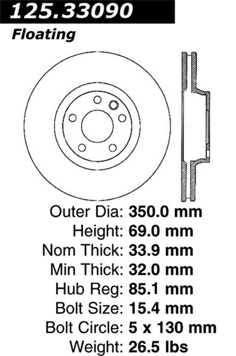 Stoptech Centric Premium 03-18 Porsche Cayenne Front Left CRYO-STOP Rotor