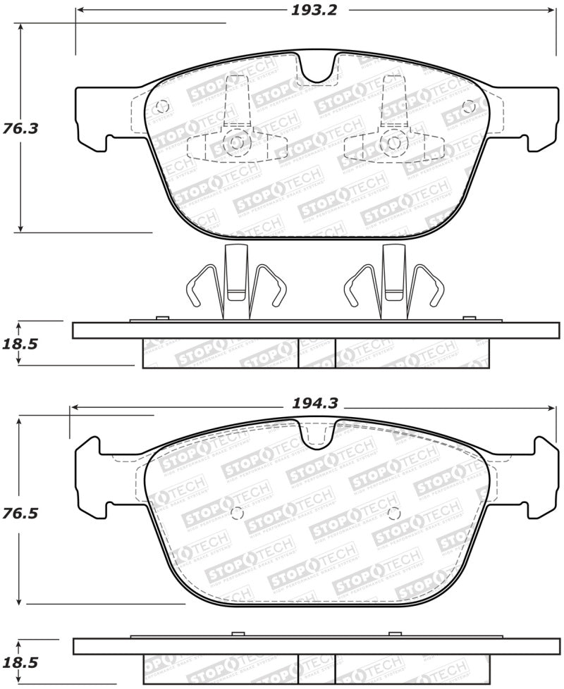 Stoptech Centric Posi-Quiet Ceramic Brake Pads w/Shims - Rear