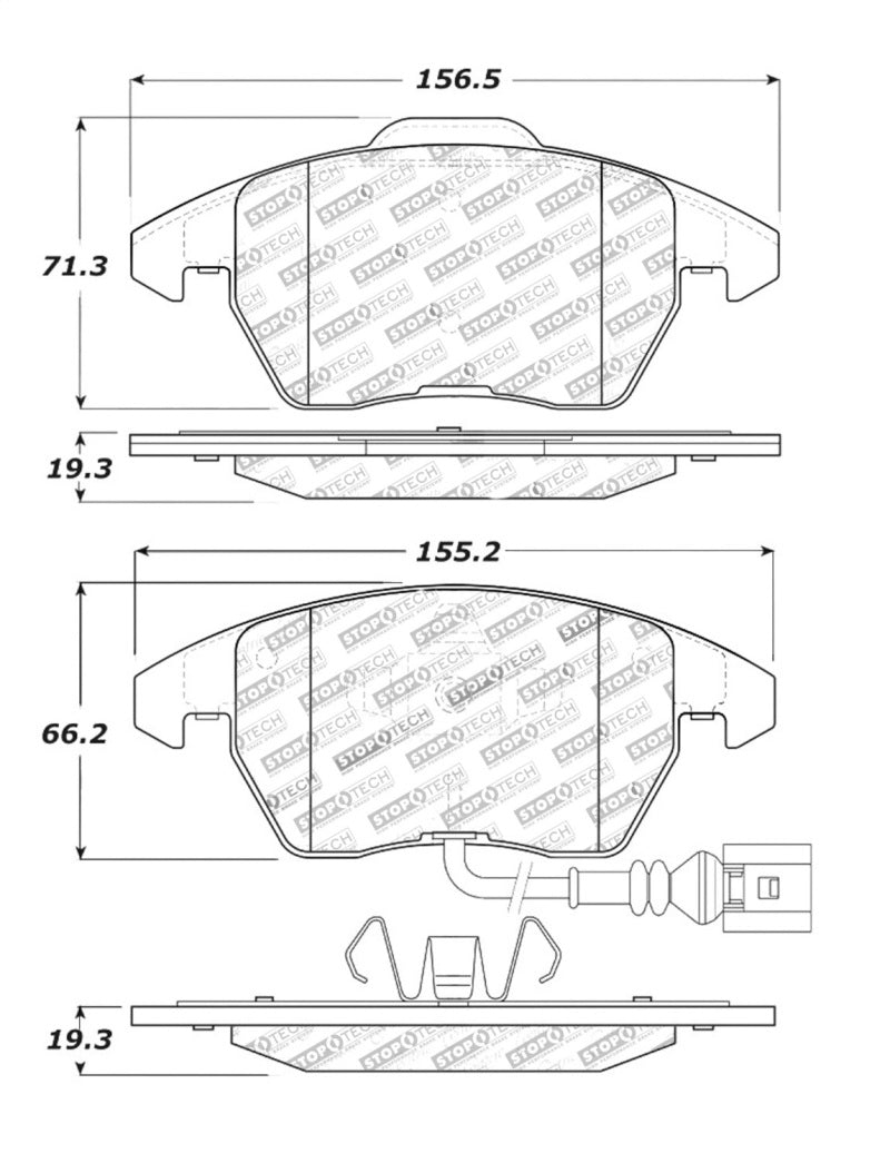 Stoptech Centric Posi-Quiet Ceramic Brake Pads w/Shims & Hardware - Front