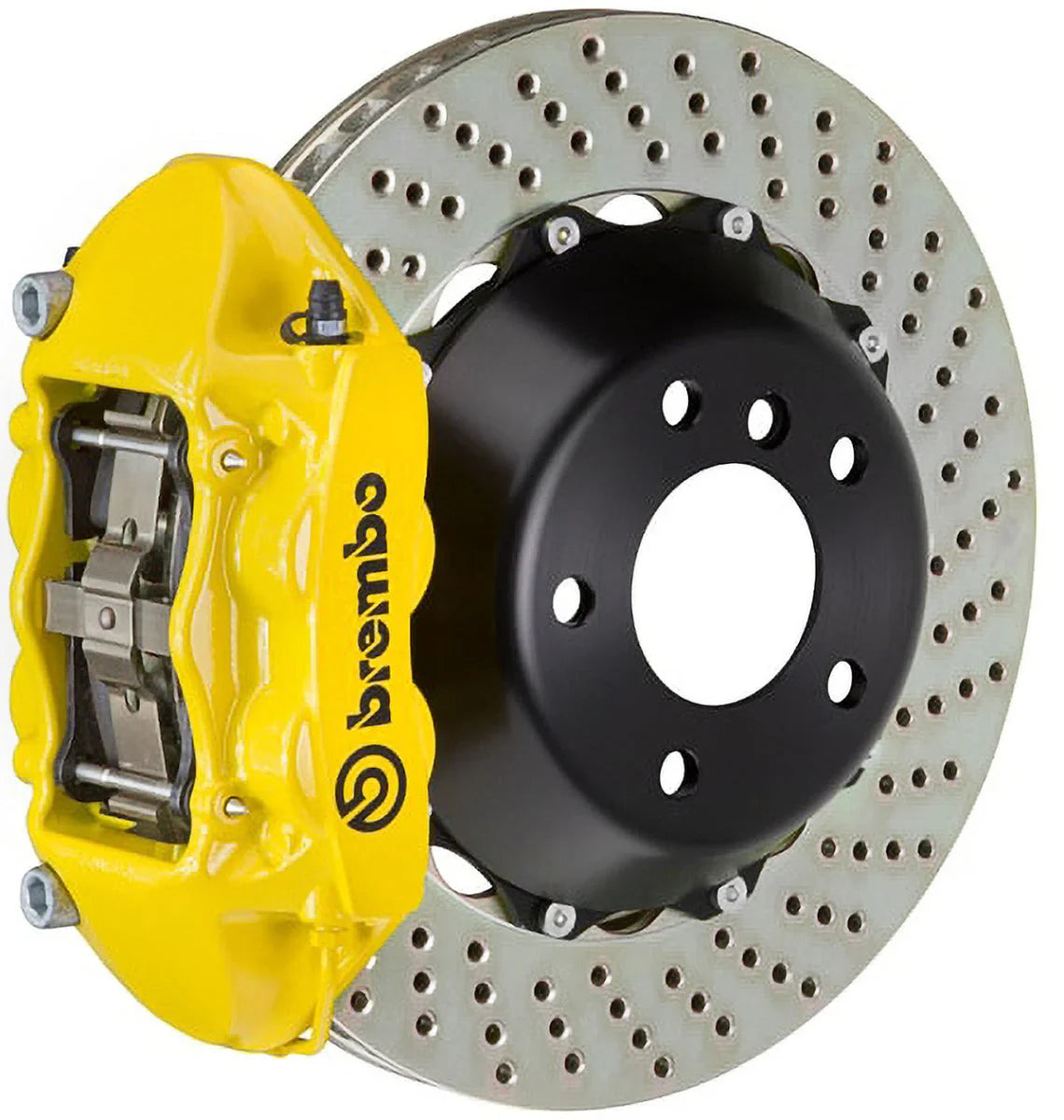 Brembo 23+ GR Corolla Rear GT BBK 4 Piston Cast 345x28 2pc Rotor Drilled- Yellow