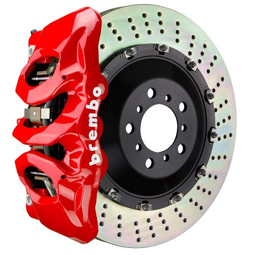 Brembo 25+ BMW X3 30 xDrive (G45) Front GT BBK 6 Piston Cast 380x34 2pc Rotor Drilled - Red - Caliper Style 2