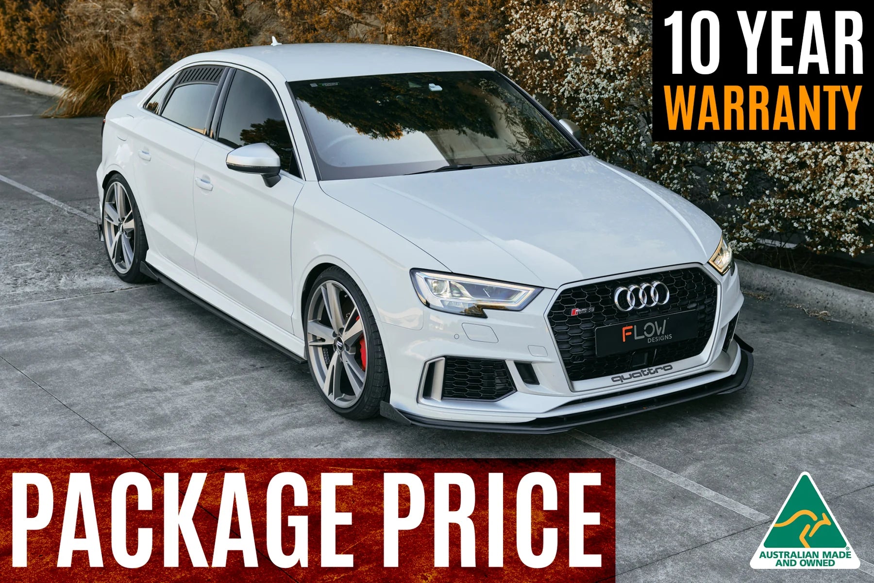 Flow Designs Full Splitter Set - 8V.5 RS3 Sedan (Face Lift)