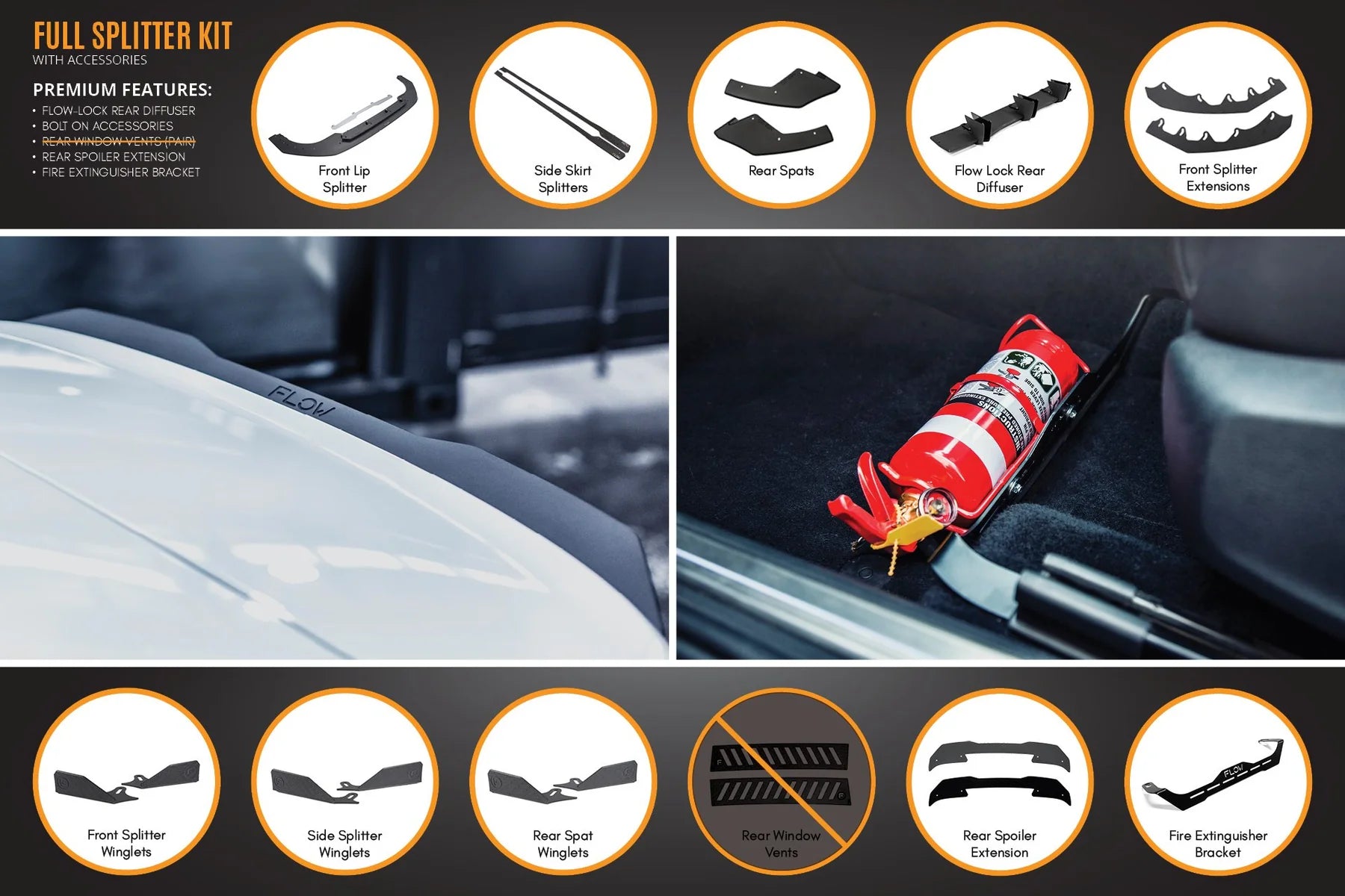 Flow Designs Full Splitter Set - MK8 GTI