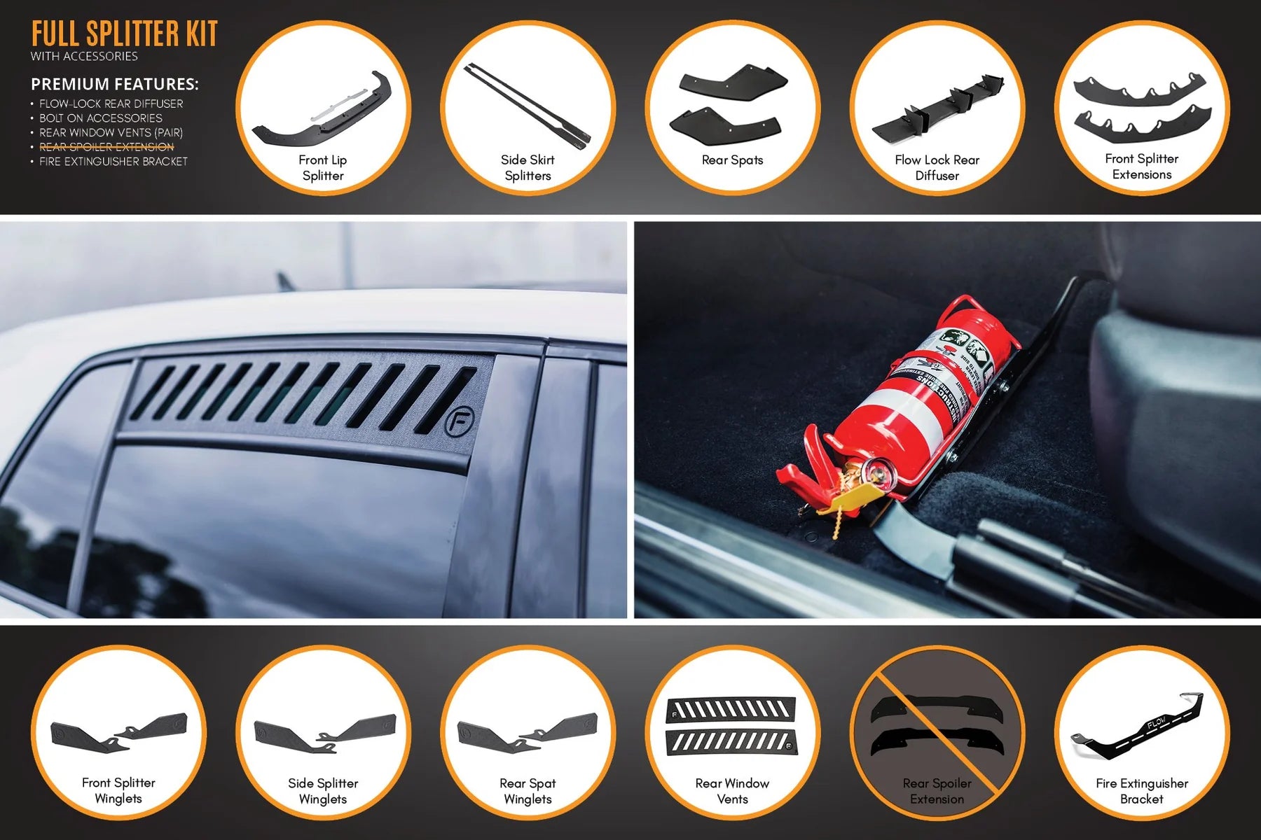 Flow Designs Full Splitter Set - MK8 GTI