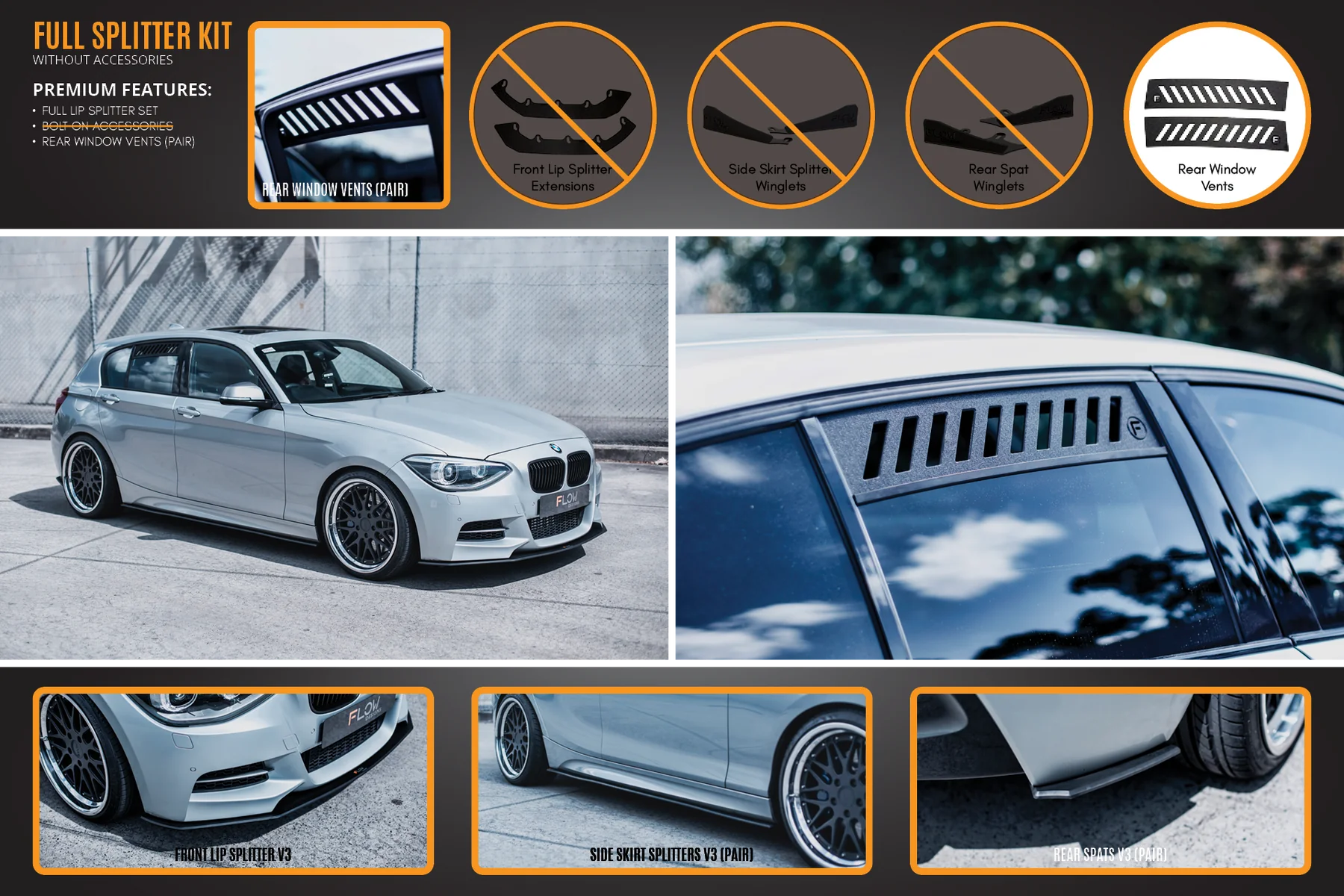 Flow Designs Full Splitter Set - F20 M135 Pre LCI