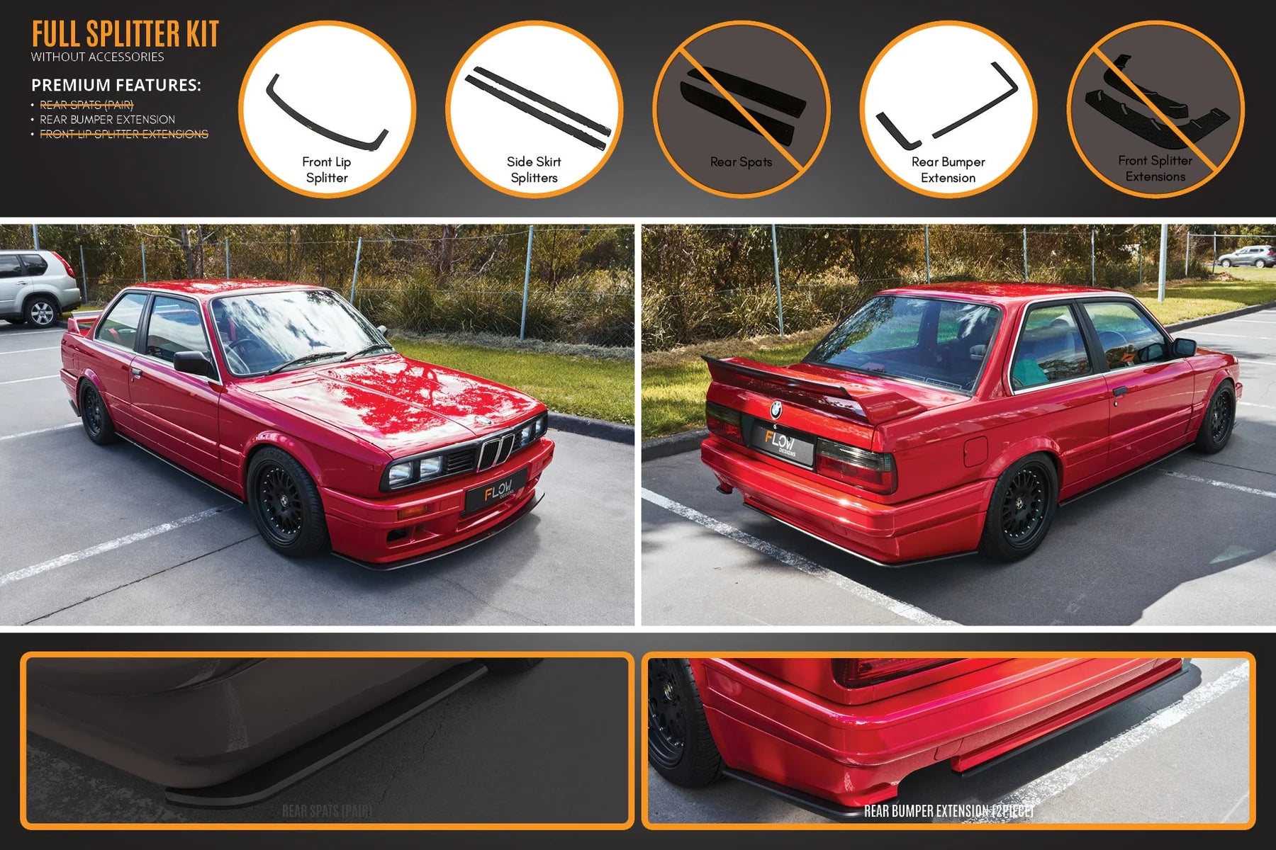 Flow Designs Full Splitter Set - E30 M-Tech 2