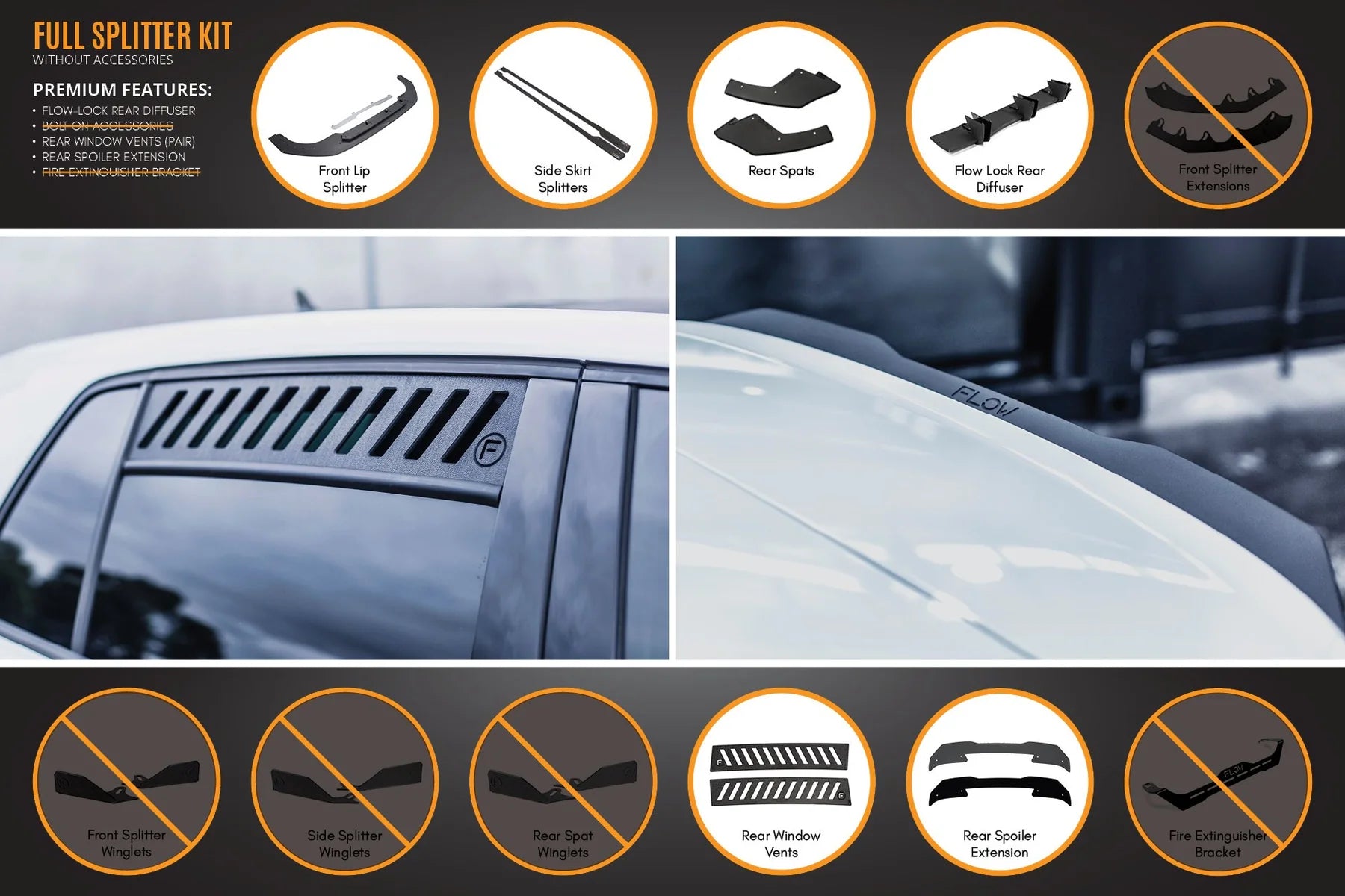 Flow Designs Full Splitter Set - MK8 GTI