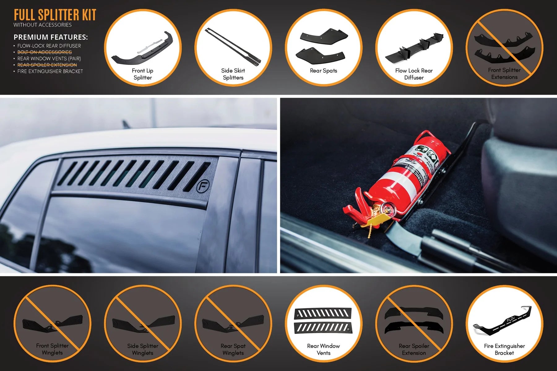 Flow Designs Full Splitter Set - MK8 GTI