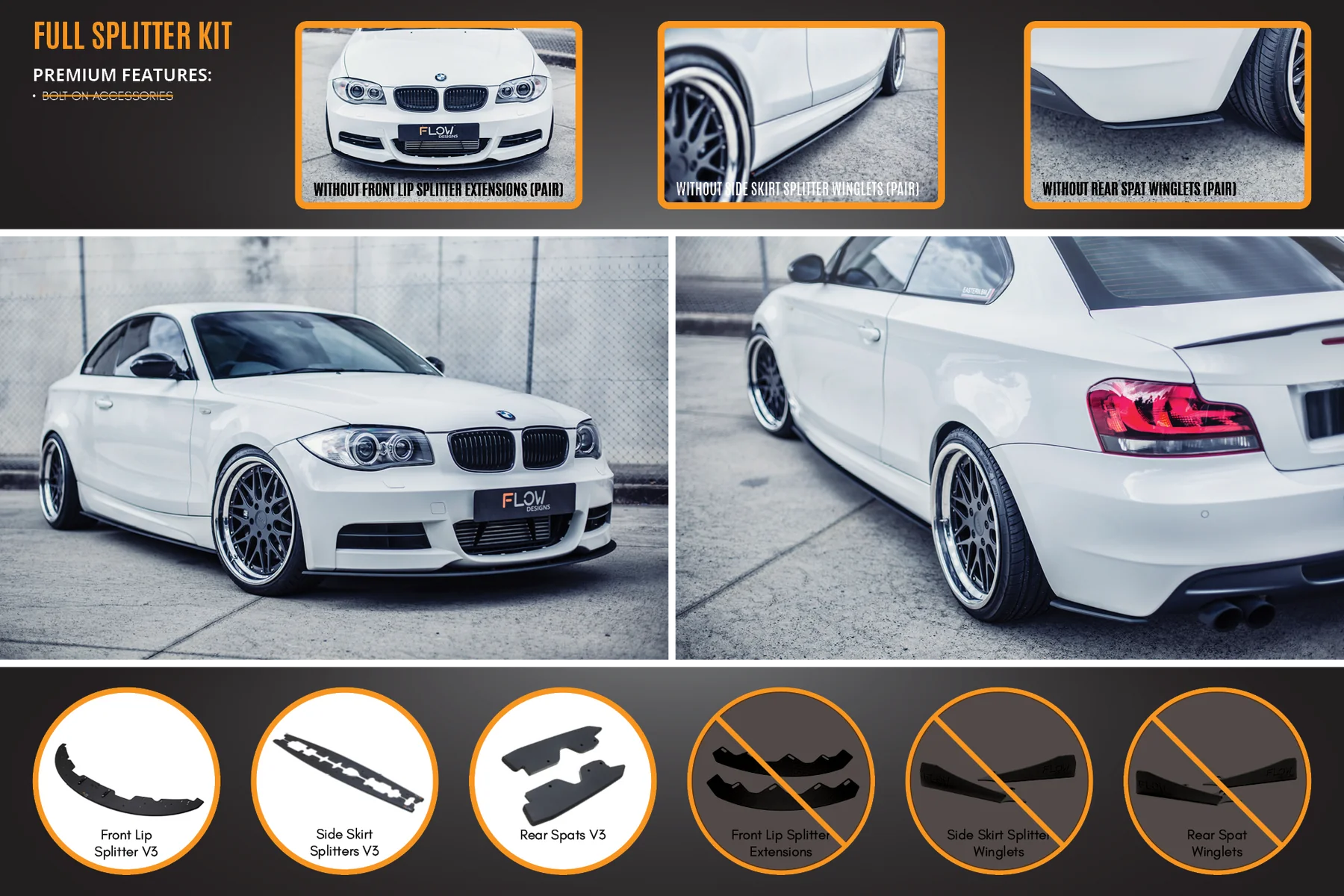 Flow Designs Full Splitter Set - E82 1-Series M Sport