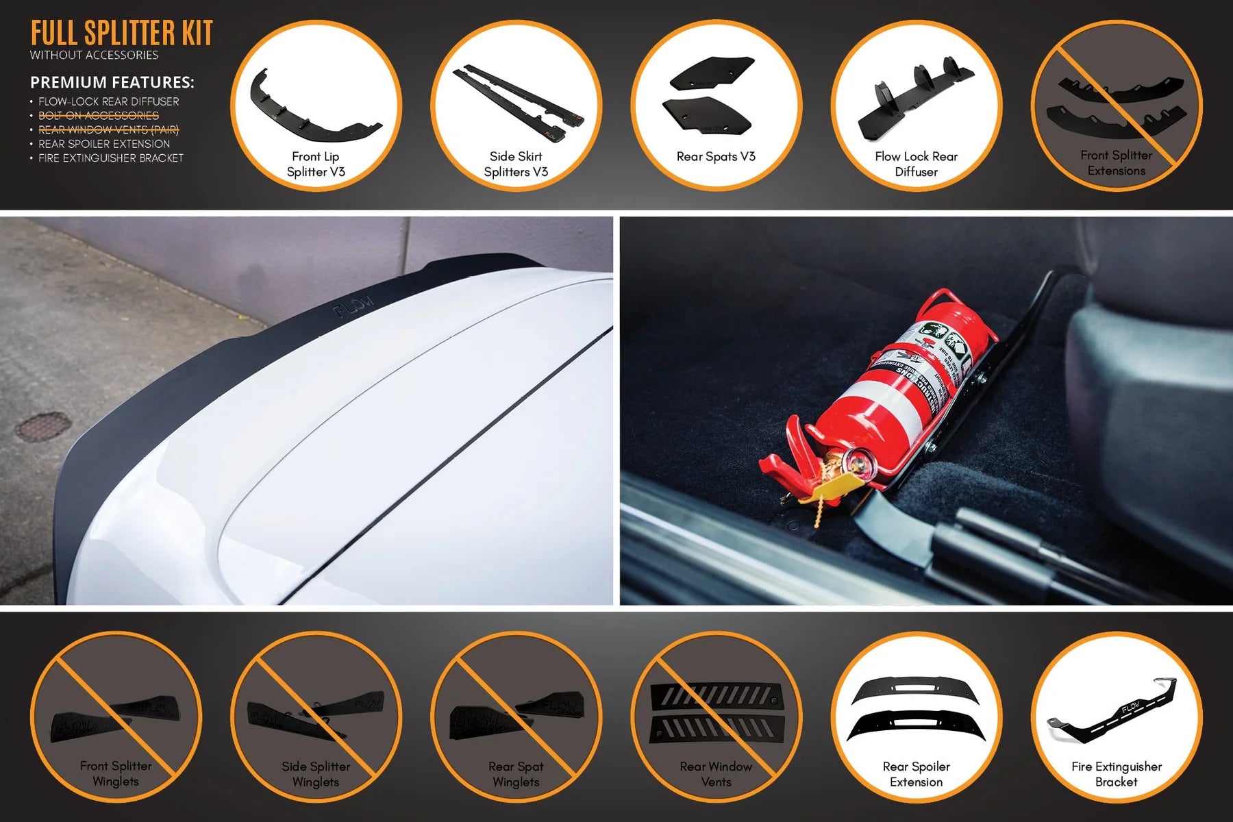 Flow Designs Full Splitter Set - MK6 GTI