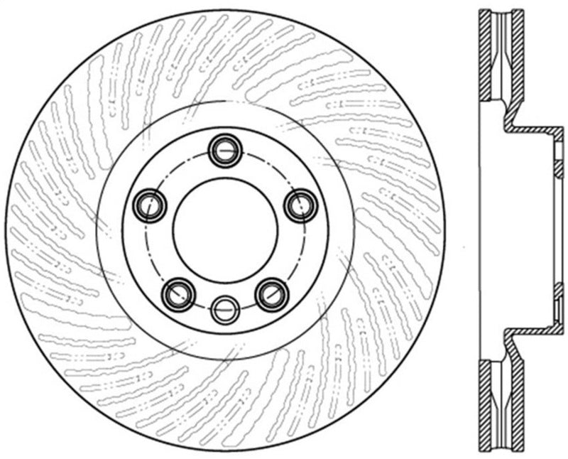 StopTech 11-14 Porsche Cayenne / 11-15 VW Touareg Front Left Slotted Sport Brake Rotor