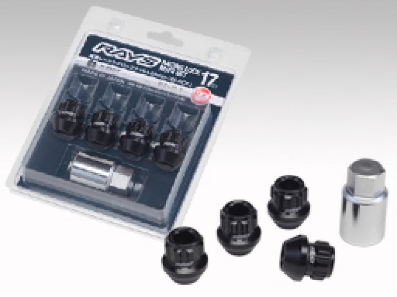 Rays Wheels M12x1.50 Short Type (L25) 17 Hex Lug Nut Set - Black