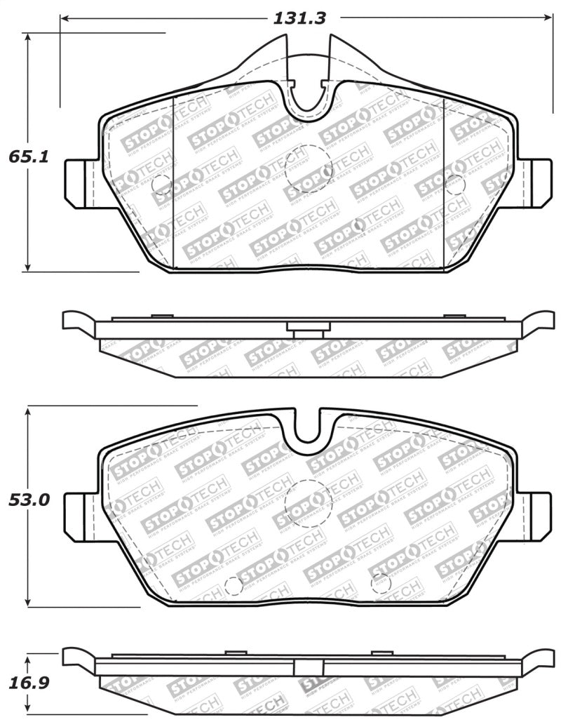 Stoptech PosiQuiet 06 & 08 Audi A3 / 06 & 08 VW GTI/05-08 Jetta/07-08 Passat Front Ceramic Brake Pads
