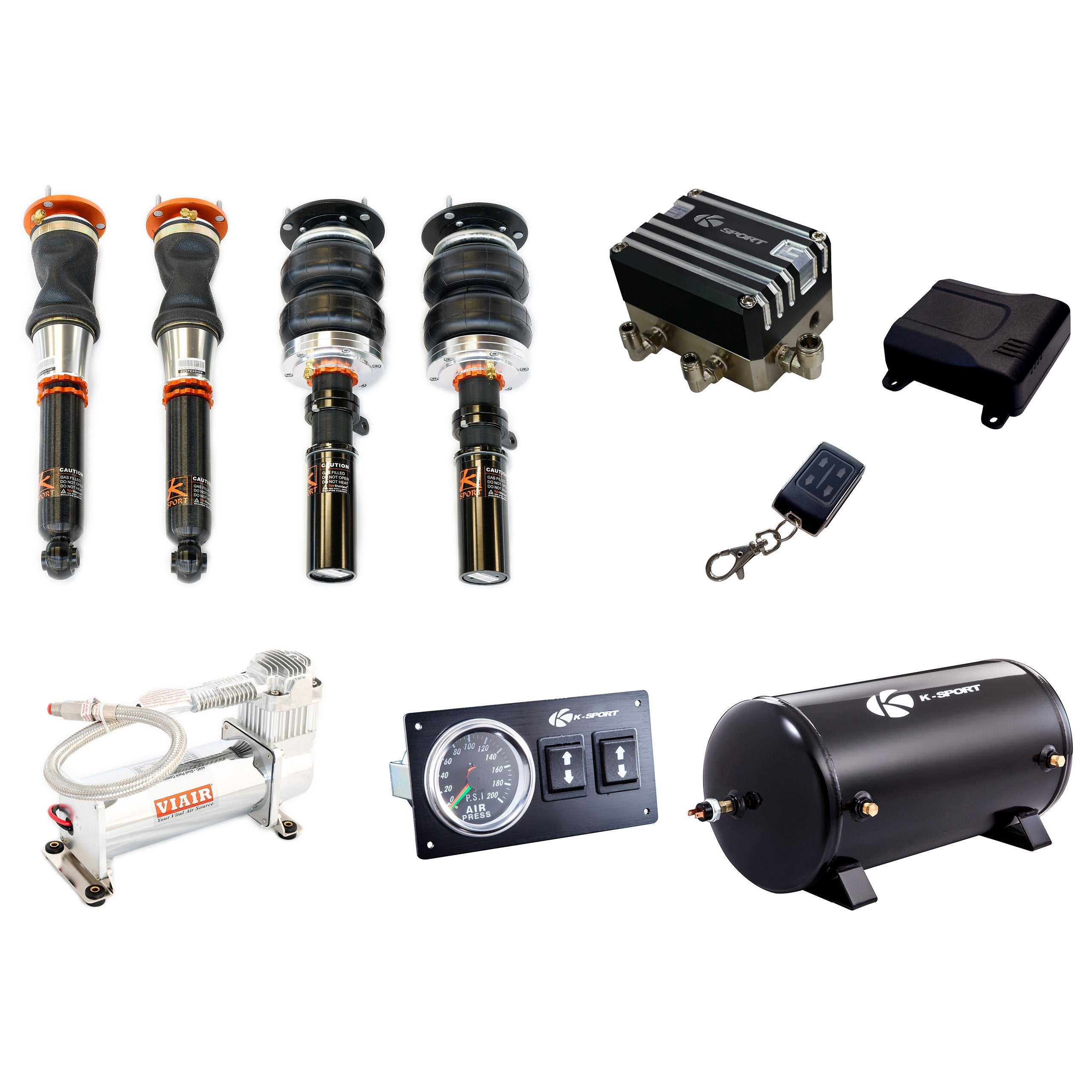 KSport Airtech Deluxe Air Suspension Full System - Porsche 2010-2016 Panamera RWD, excludes OEM air suspension models