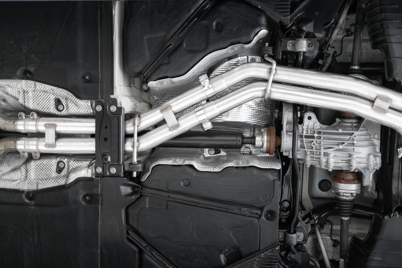 MBRP 2.5" T304 Stainless Steel Resonator Back Exhaust With Quad Split Rear - Audi S4 Sedan and S5 Coupe 3.0 2018-2022