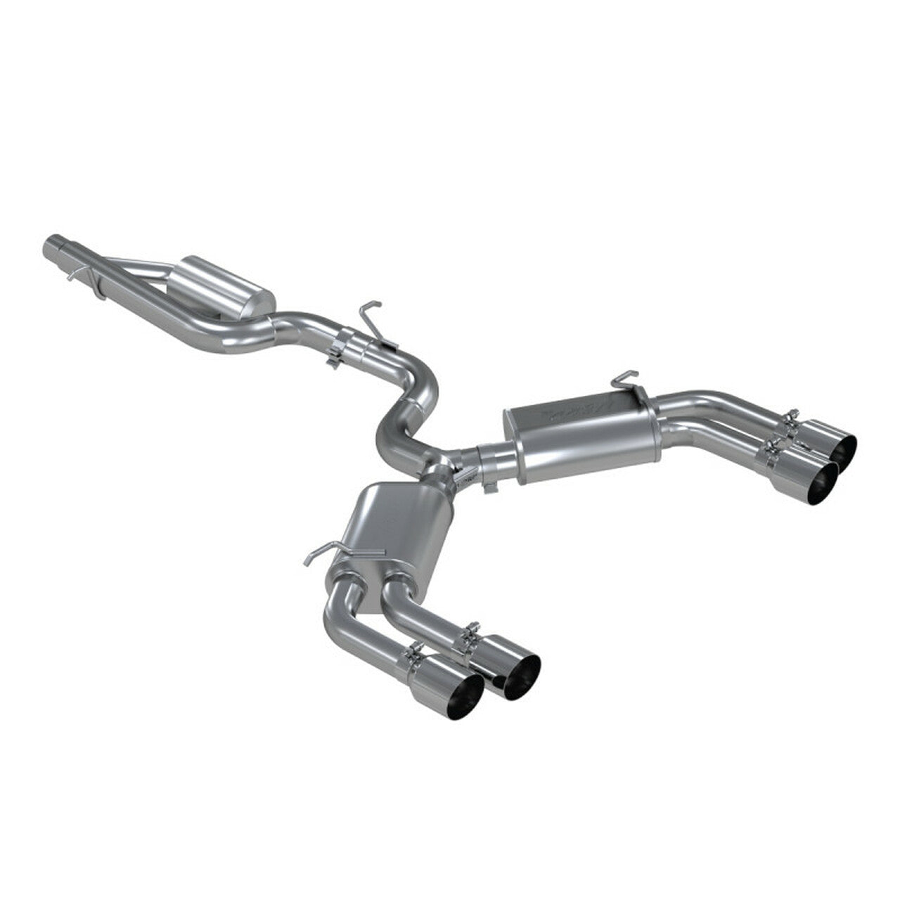 MBRP 3" T304 Stainless Steel Cat Back Exhaust With Valve Delete And Quad Split Rear - Audi S3 2015-2020
