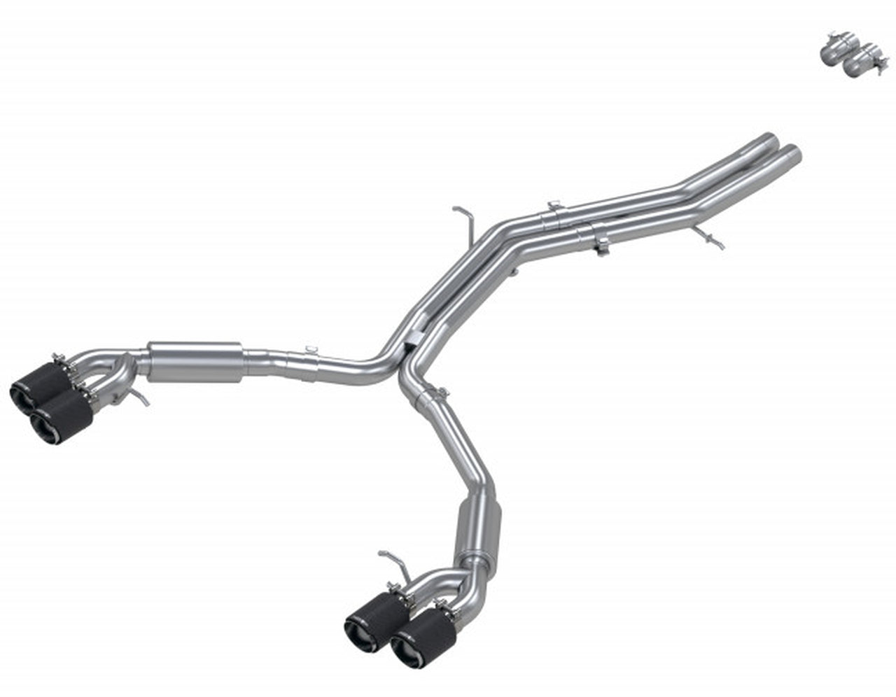 MBRP 2.5" T304 Stainless Steel Resonator Back Exhaust With Quad Split Rear - Audi S4 Sedan and S5 Coupe 3.0 2018-2022