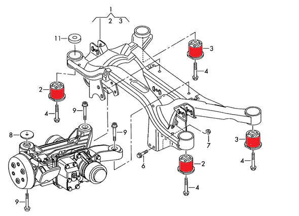 VERKLINE Rear Aluminum Subframe Bushings - MK5/MK6