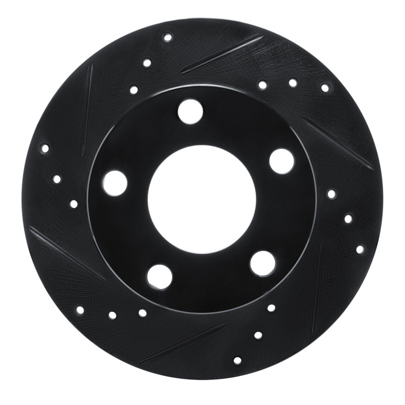 R1 Concepts 80-91 Audi 5000S Rear Left Drilled & Slotted Black Brake Rotor