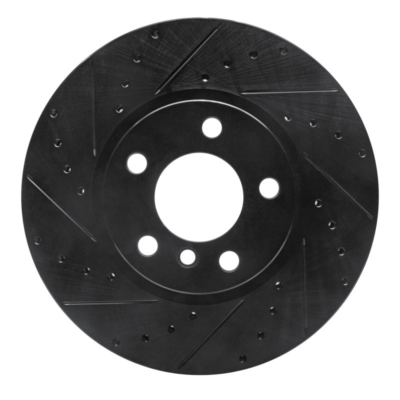 R1 Concepts 11-18 BMW X4 Front Left Drilled & Slotted Black Brake Rotor