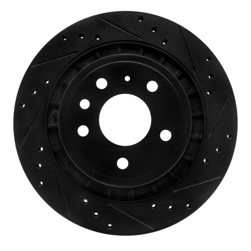 R1 Concepts 02-10 Saab 9-5 Rear Right Drilled & Slotted Black Brake Rotor