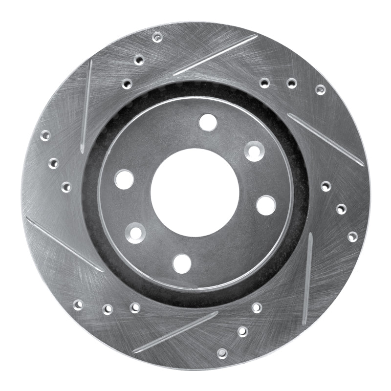 R1 Concepts 89-91 Peugeot 405 Front Left Drilled & Slotted Silver Brake Rotor