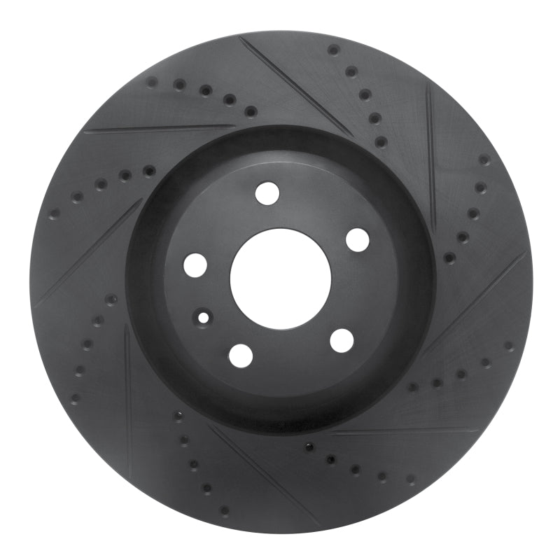 R1 Concepts 08-11 Audi TTS Quattro Front Right Drilled & Slotted Black Brake Rotor
