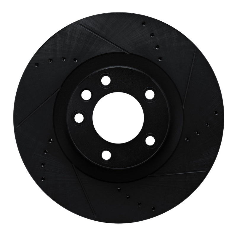 R1 Concepts 2011-2018 Porsche Cayenne Left Front Drilled & Slotted Black Brake Rotor