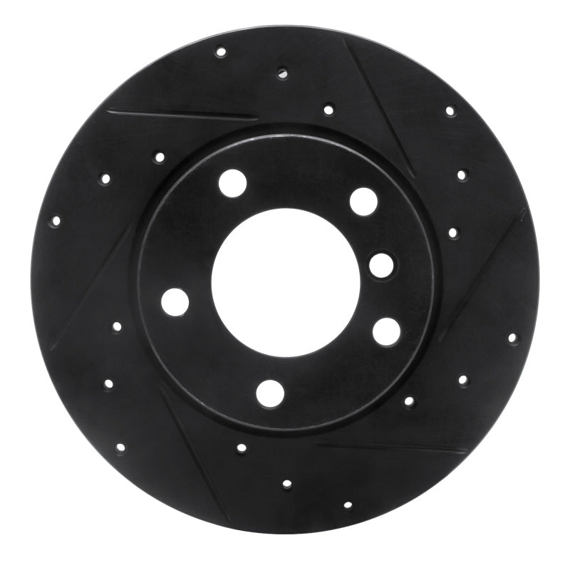 R1 Concepts 95-98 BMW 318TI Front Right Drilled & Slotted Black Brake Rotor
