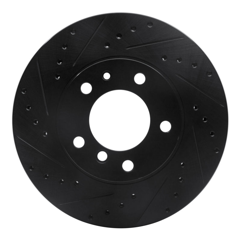 R1 Concepts 87-95 BMW 540I Front Left Drilled & Slotted Black Brake Rotor
