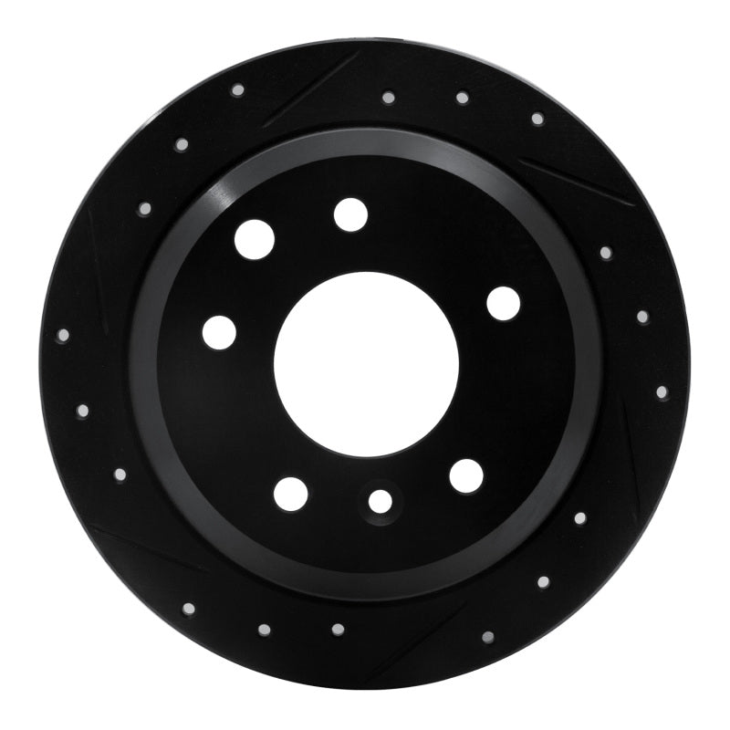 R1 Concepts 86-89 Jaguar Vanden Plas Rear Left Drilled & Slotted Black Brake Rotor