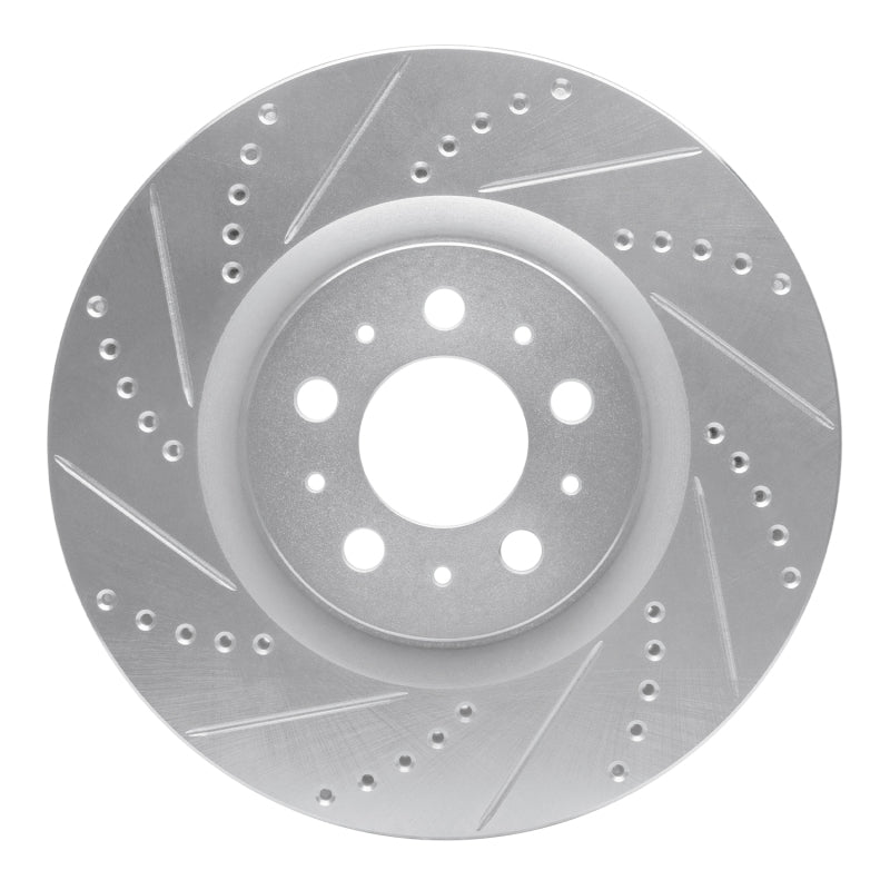 R1 Concepts 04-07 Volvo V70 Front Left Drilled & Slotted Silver Brake Rotor