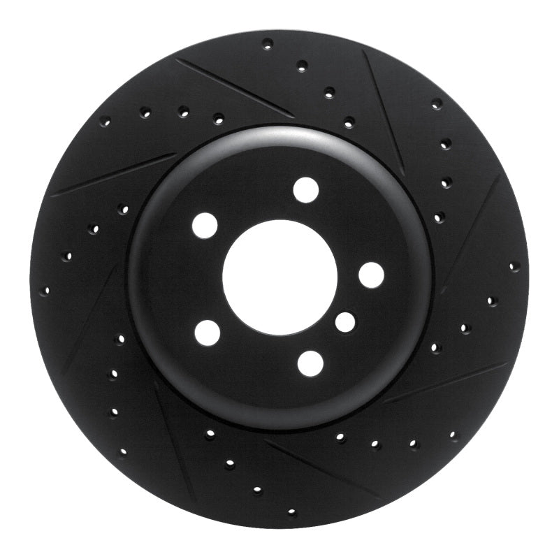 R1 Concepts 10-19 BMW 535I GT xDrive Rear Right Drilled & Slotted Black Brake Rotor