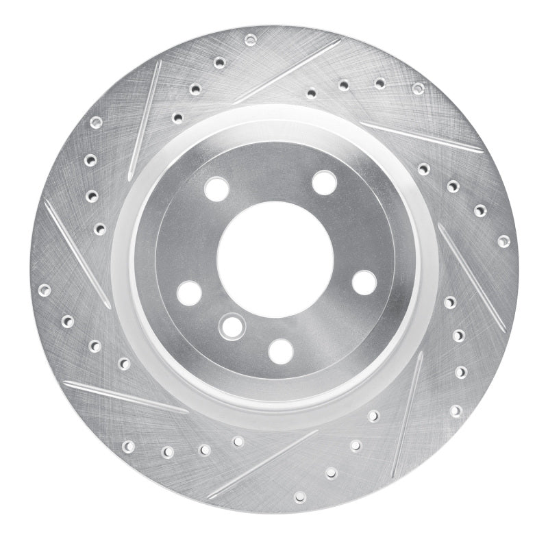 R1 Concepts 06-15 BMW 335I xDrive Rear Left Drilled & Slotted Silver Brake Rotor