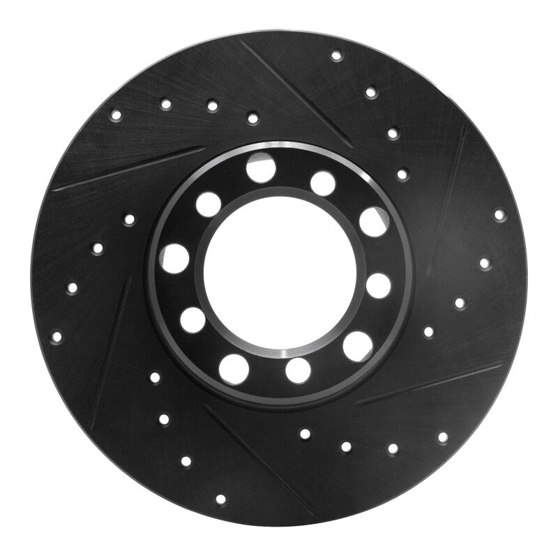 R1 Concepts 68-76 Mercedes-Benz 230 Front Right Drilled & Slotted Black Brake Rotor