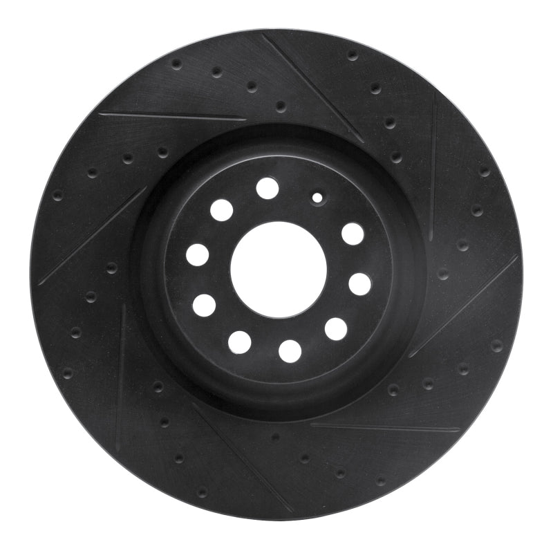 R1 Concepts 2022+ Volkswagen GTI Mk 8 Front Right Drilled & Slotted Black Brake Rotor