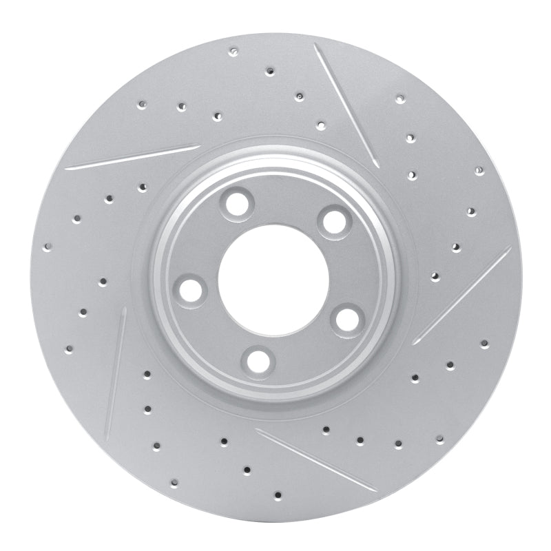 R1 Concepts 03-05 Jaguar Xj8 Front Left Drilled & Slotted Geo-Carbon Rotor