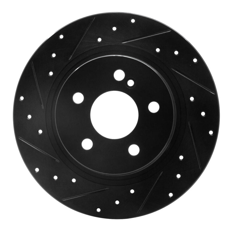 R1 Concepts 08-15 Mercedes-Benz C250 Rear Left Drilled & Slotted Black Brake Rotor