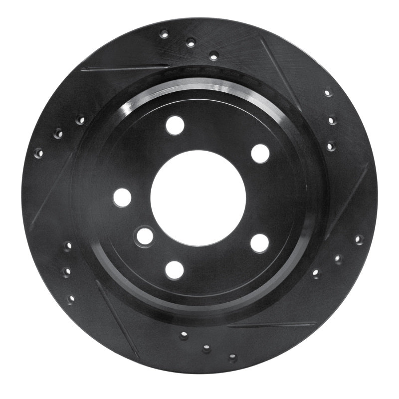 R1 Concepts 96-03 BMW 540I Rear Right Drilled & Slotted Black Brake Rotor