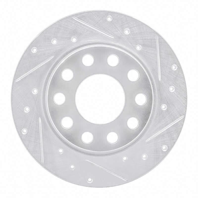 R1 Concepts 00-08 Audi A4 (USA/Canada) Rear Right Drilled & Slotted Silver Brake Rotor