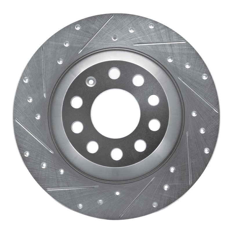 R1 Concepts 05-11 Audi A6 Quattro Rear Left Drilled & Slotted Silver Brake Rotor