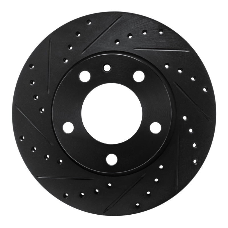 R1 Concepts 82-88 BMW 533I Front Left Drilled & Slotted Black Brake Rotor