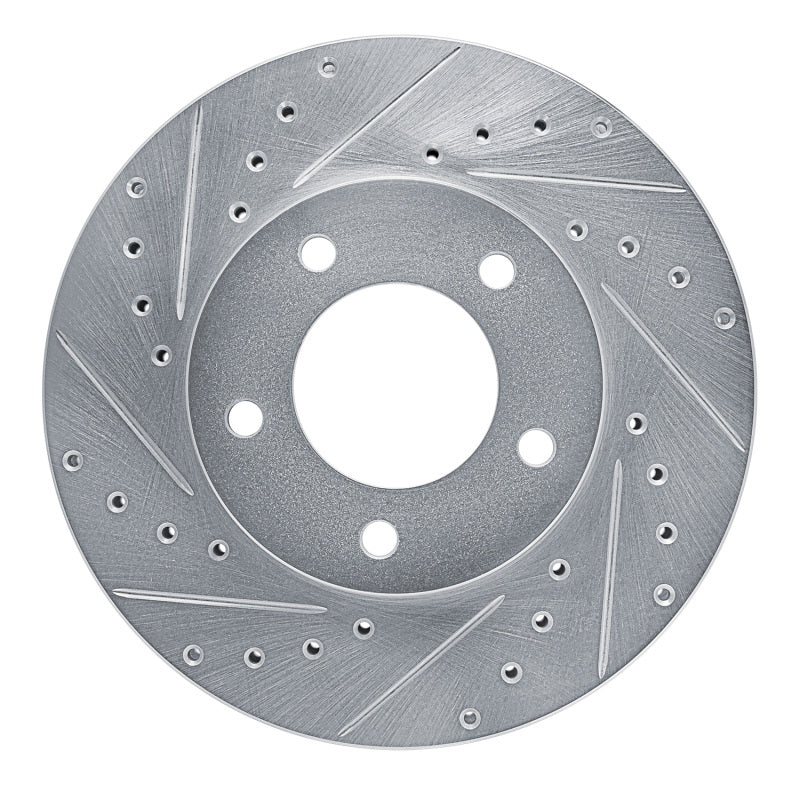 R1 Concepts 93-94 Jaguar XJ12 Front Left Drilled & Slotted Silver Brake Rotor