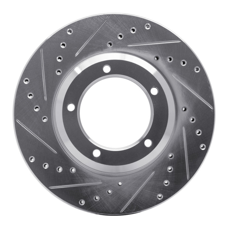 R1 Concepts 90-16 Land Rover Defender 90 Front Left Drilled & Slotted Silver Brake Rotor