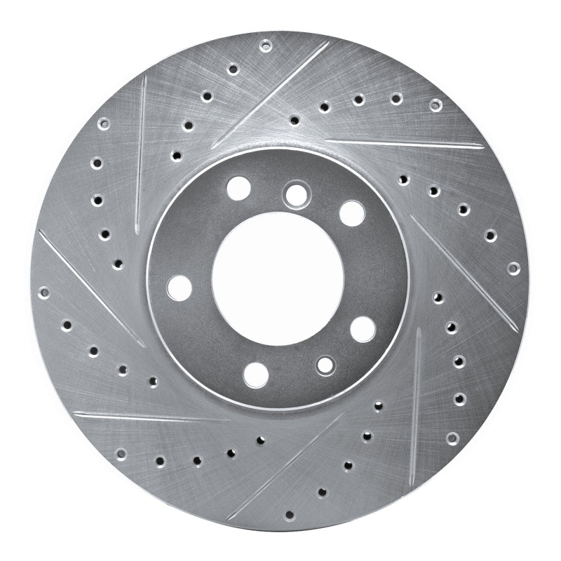 R1 Concepts 91-01 BMW 850CI Front Left Drilled & Slotted Silver Brake Rotor