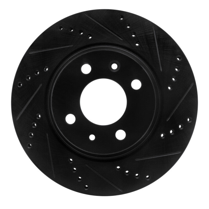 R1 Concepts 86-86 Saab 9000 Front Right Drilled & Slotted Black Brake Rotor
